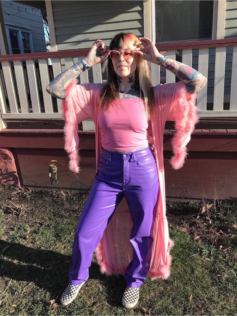 H&M Purple Straight-Leg Vegan Leather Pants size 6
